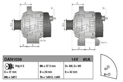 GENERATOR / ALTERNATOR DENSO DAN1036 2