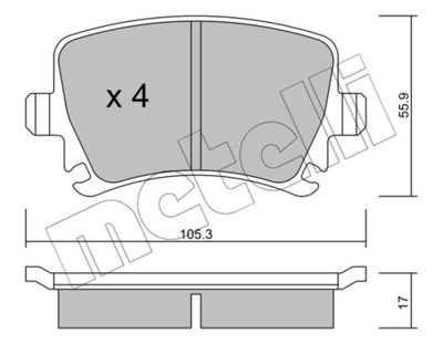 Комплект тормозных колодок, дисковый тормоз 22-0553-0