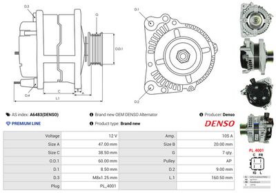 GENERATOR / ALTERNATOR AS-PL A6483DENSO 4