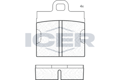 комплект спирачно феродо, дискови спирачки ICER 180085