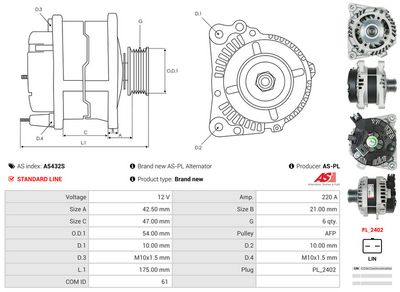 GENERATOR / ALTERNATOR AS-PL A5432S 4