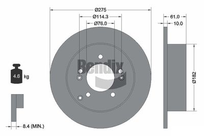BENDIX Braking BDS1816 Тормозные диски  для KIA CARENS III вэн (UN) 1.6 CRDi 110