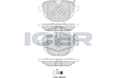 комплект спирачно феродо, дискови спирачки ICER 182004