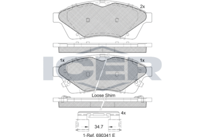 Комплект тормозных колодок, дисковый тормоз ICER 182144 для CADILLAC SRX