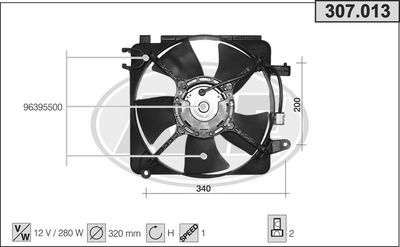 AHE 307.013 Вентилятор системы охлаждения двигателя  для CHEVROLET  (Шевроле Спарk)