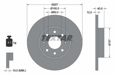 Тормозной диск TEXTAR 92164603 для FIAT GRANDE