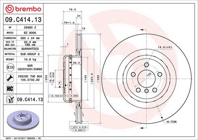 BREMSSCHEIBE BREMBO 09C41413 1