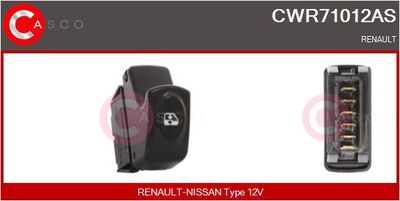 Выключатель, стеклолодъемник CASCO CWR71012AS для RENAULT KANGOO