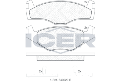 комплект спирачно феродо, дискови спирачки ICER 180459
