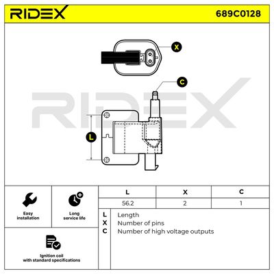 запалителна бобина RIDEX 689C0128
