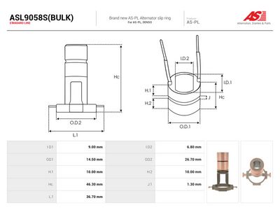 Klzný krúžok, generátor AS-PL ASL9058S(BULK)