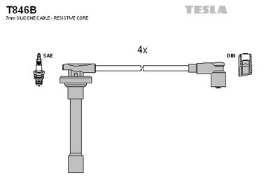 Комплект проводов зажигания TESLA T846B для HONDA PRELUDE