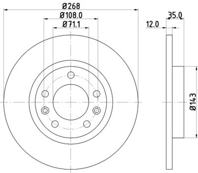 Тормозной диск HELLA 8DD 355 120-491 для PEUGEOT RIFTER