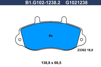 Комплект тормозных колодок, дисковый тормоз GALFER B1.G102-1238.2 для RENAULT MASTER