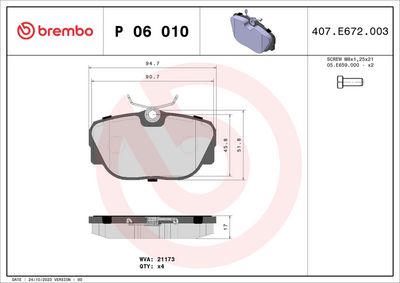 Brake Pad Set, disc brake P 06 010