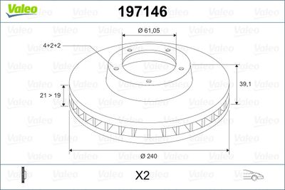 Тормозной диск VALEO 197146 для HONDA LOGO