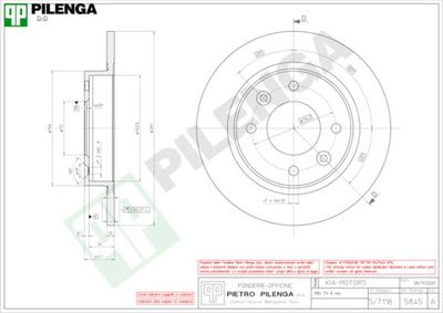 PILENGA 5845 Тормозные диски для KIA CLARUS
