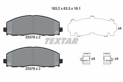 Комплект тормозных колодок, дисковый тормоз TEXTAR 2537801 для CHRYSLER PACIFICA