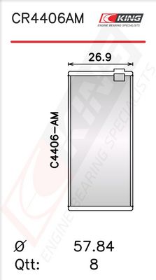 Черупка на биелен лагер KING CR4406AM 010