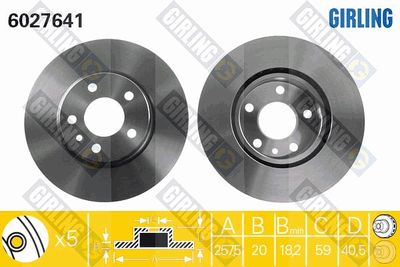GIRLING 6027641 Тормозные диски  для ALFA ROMEO SPIDER (916_) 2.0 T.SPARK 16V (916S2C00)