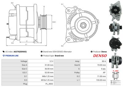 GENERATOR / ALTERNATOR AS-PL A6379DENSO 4