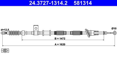 Тросик, cтояночный тормоз ATE 24.3727-1314.2 для VOLVO S40
