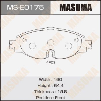 Комплект тормозных колодок MASUMA MS-E0175 для SKODA SUPERB