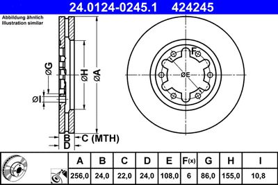Тормозной диск ATE 24.0124-0245.1 для FORD RANGER