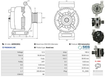 GENERATOR / ALTERNATOR AS-PL A0992SEG 4
