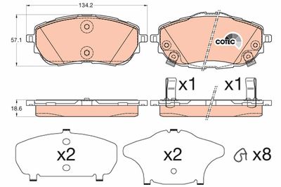 Комплект тормозных колодок, дисковый тормоз TRW GDB3598 для TOYOTA COROLLA