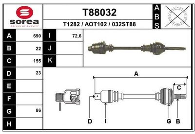 Приводной вал EAI T88032 для ARO 10