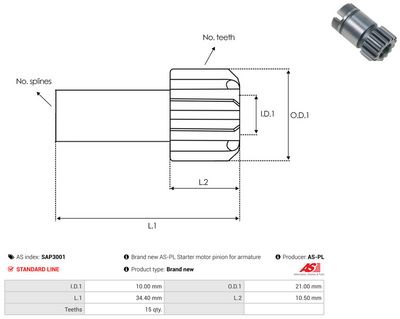 Reläankare, startmotor AS-PL SAP3001