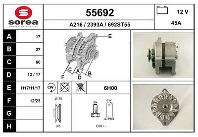 Генератор EAI 55692 для SEAT 124