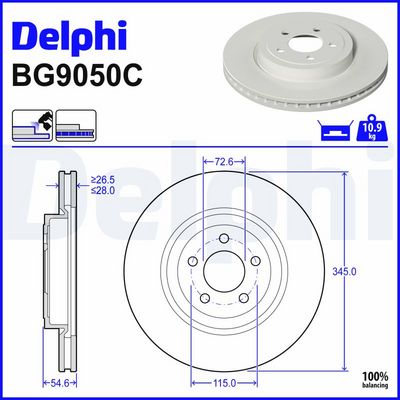 спирачен диск DELPHI BG9050C