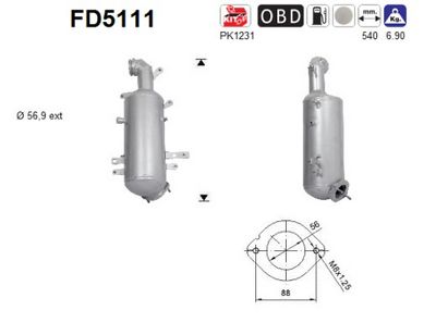 FILTRU FUNINGINE/PARTICULE SIST.DE ESAPAMENT AS FD5111