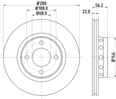Тормозной диск HELLA 8DD 355 127-131 для AUDI CABRIOLET