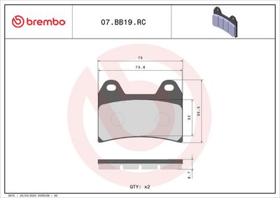 BREMSBELAGSATZ SCHEIBENBREMSE BREMBO 07BB19RC 1