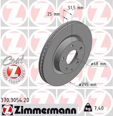 Тормозной диск ZIMMERMANN 370.3054.20 для MAZDA CX-3