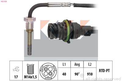 czujnik, temperatura spalin KW 422 358