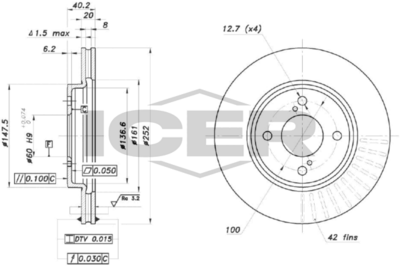 спирачен диск ICER 78BD0099-2