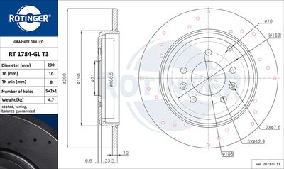 спирачен диск ROTINGER RT 1427-GL T3