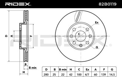 спирачен диск RIDEX 82B0119