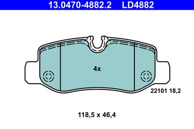 Комплект тормозных колодок, дисковый тормоз ATE 13.0470-4882.2 для MERCEDES-BENZ MARCO
