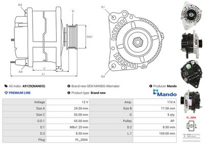 GENERATOR / ALTERNATOR AS-PL A9129MANDO 4
