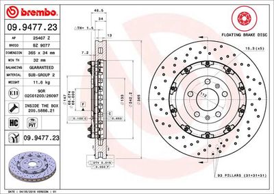 Bromsskiva BREMBO 09.9477.23