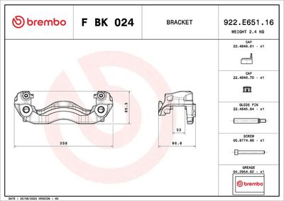 Mocowanie zacisku hamulca - zestaw BREMBO F BK 024