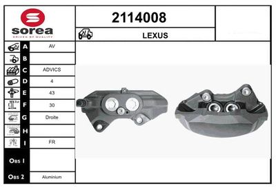 EAI 2114008 Тормозной суппорт  для LEXUS GS (Лексус Гс)