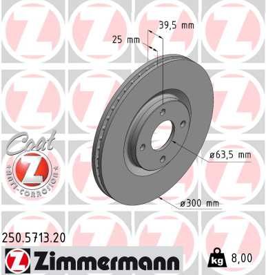 Тормозной диск ZIMMERMANN 250.5713.20 для FORD ECOSPORT