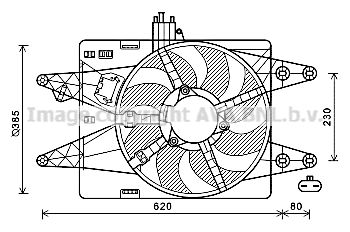 Вентилятор, охлаждение двигателя AVA QUALITY COOLING FT7557 для FIAT DOBLO
