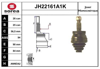 SNRA Homokineet reparatie set, aandrijfas (JH22161A1K)